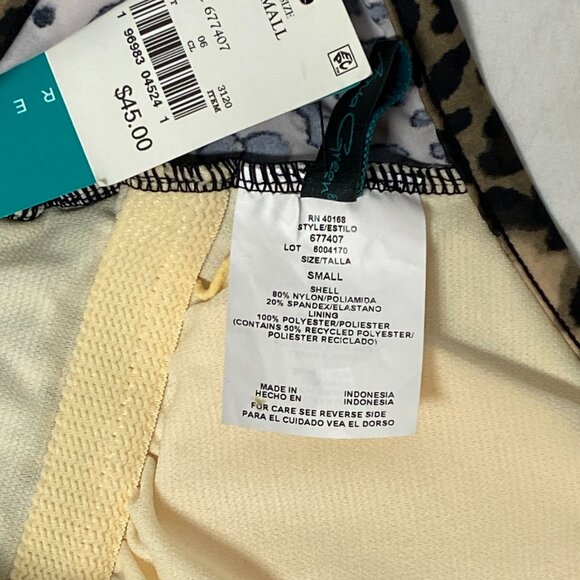 Aqua Green Shirred Side Front One Piece Low V Neck Leopard Spot Swimsuit NWT S - Picture 11 of 12